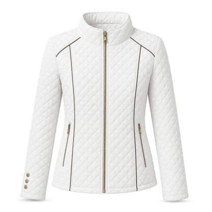 Manteau matelassé léger pour femme, avec col montant et fermeture éclair, adapté au printemps et à l'hiver