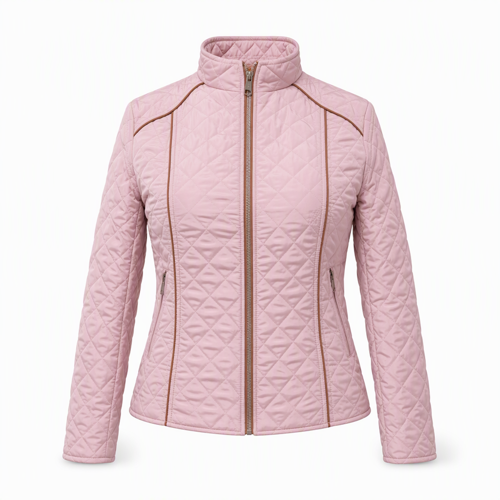 Manteau matelassé léger pour femme, avec col montant et fermeture éclair, adapté au printemps et à l'hiver
