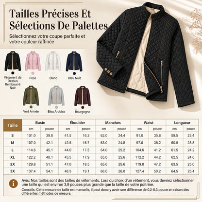 Manteau matelassé léger pour femme, avec col montant et fermeture éclair, adapté au printemps et à l'hiver