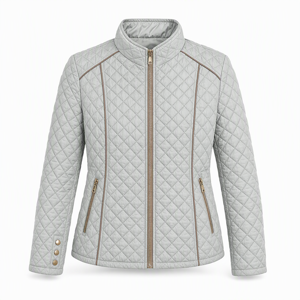 Manteau matelassé léger pour femme, avec col montant et fermeture éclair, adapté au printemps et à l'hiver