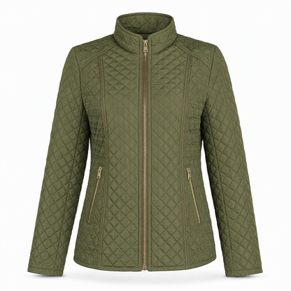 Manteau matelassé léger pour femme, avec col montant et fermeture éclair, adapté au printemps et à l'hiver