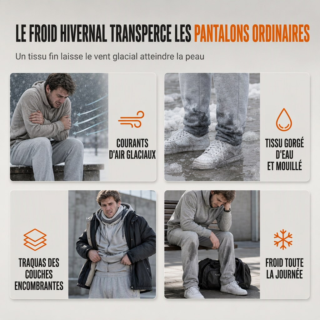 Jogging unisex ample en molleton sherpa doublé, pantalon décontracté chaud pour l'hiver avec poches zippées