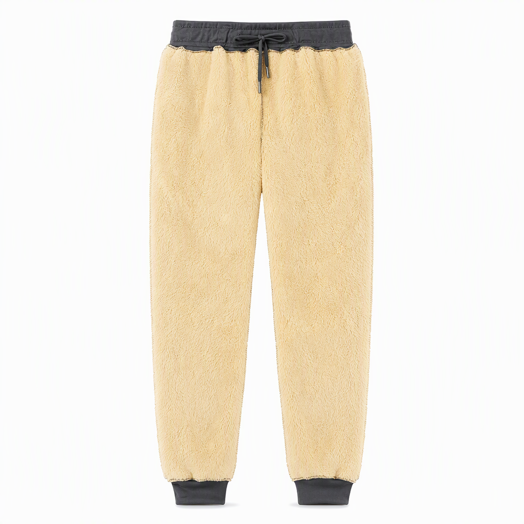 Jogging unisex ample en molleton sherpa doublé, pantalon décontracté chaud pour l'hiver avec poches zippées