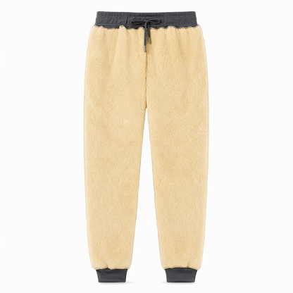 Jogging unisex ample en molleton sherpa doublé, pantalon décontracté chaud pour l'hiver avec poches zippées