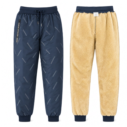 Jogging unisex ample en molleton sherpa doublé, pantalon décontracté chaud pour l'hiver avec poches zippées
