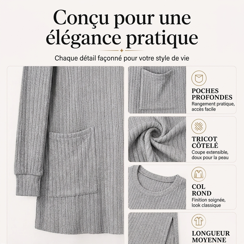 👜 -50 % sur toute la mode femme ! ✨Haut en maille côtelée mi-long confortable pour femme