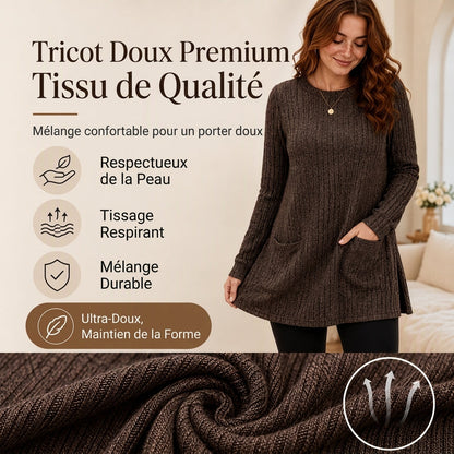 👜 -50 % sur toute la mode femme ! ✨Haut en maille côtelée mi-long confortable pour femme
