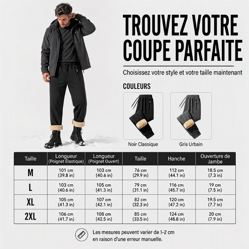 Pantalon de survêtement chaud d'hiver pour homme