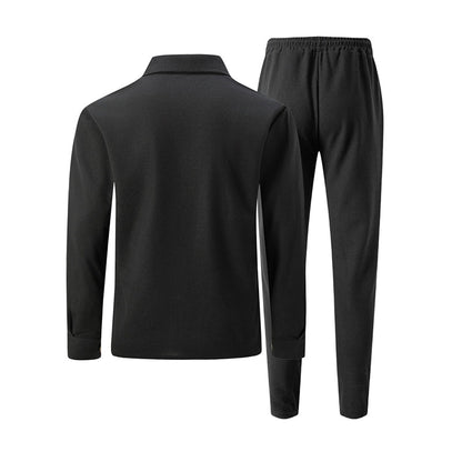 Ensemble veste cardigan en maille gaufrée et pantalon pour homme