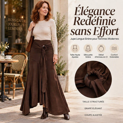 Jupe midi fendue avec anneau O et lien de serrage pour femme