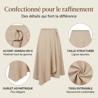 Jupe midi fendue avec anneau O et lien de serrage pour femme