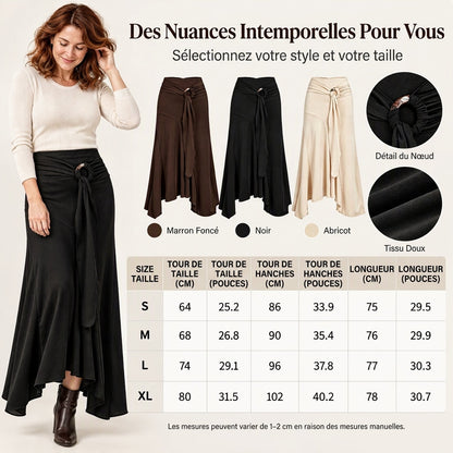 Jupe midi fendue avec anneau O et lien de serrage pour femme