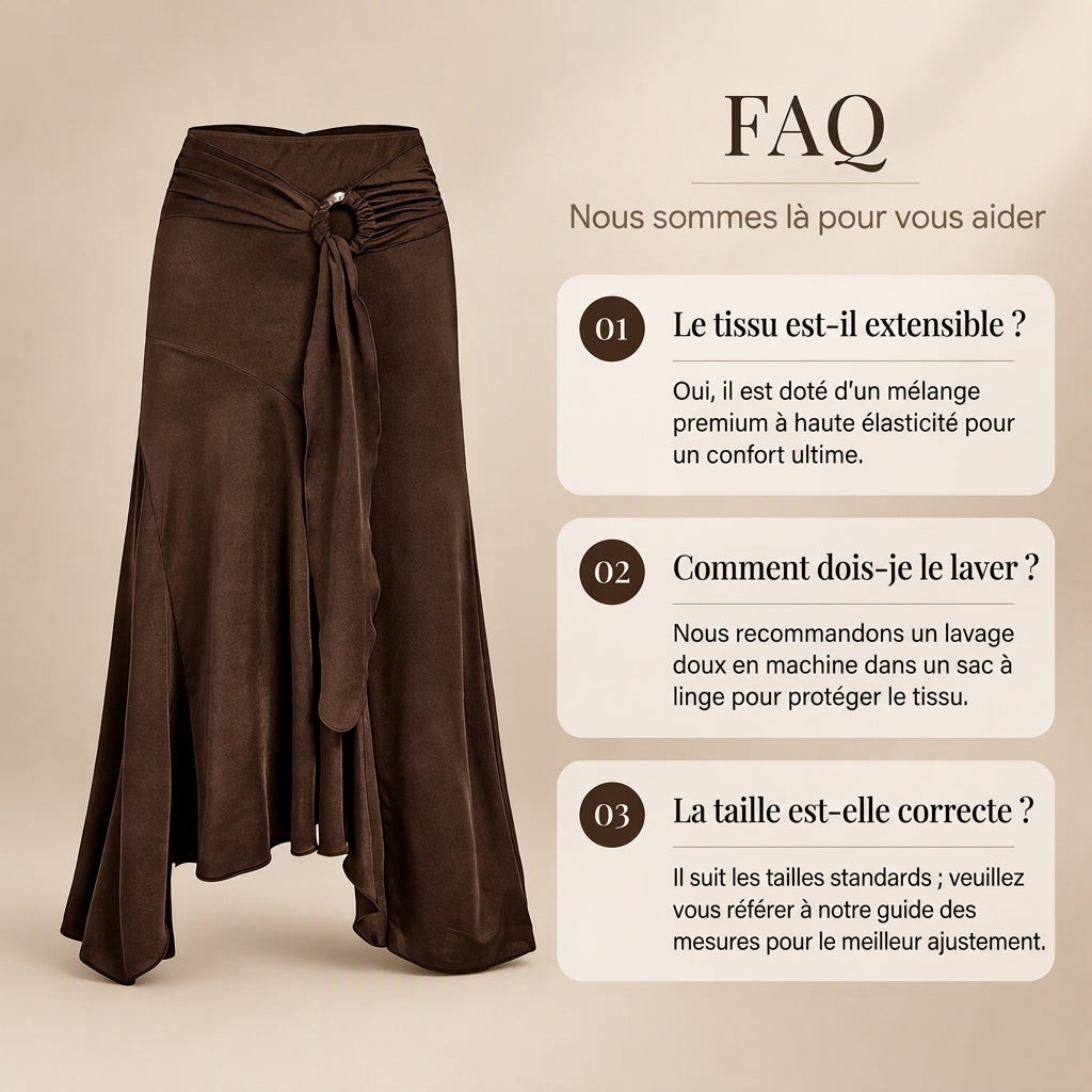 Jupe midi fendue avec anneau O et lien de serrage pour femme