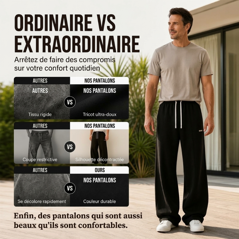 Pantalon de sport ample et décontracté pour homme à jambe large