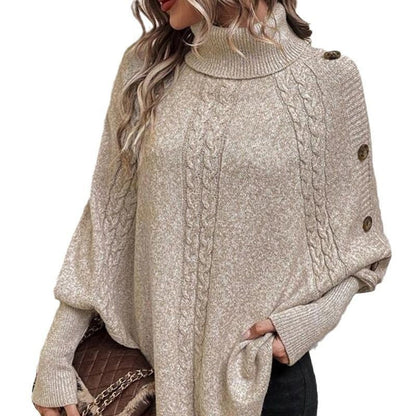 👜 -50 % sur toute la mode femme ! ✨✨Pull-cape élégant pour femme, à col montant et ourlet asymétrique