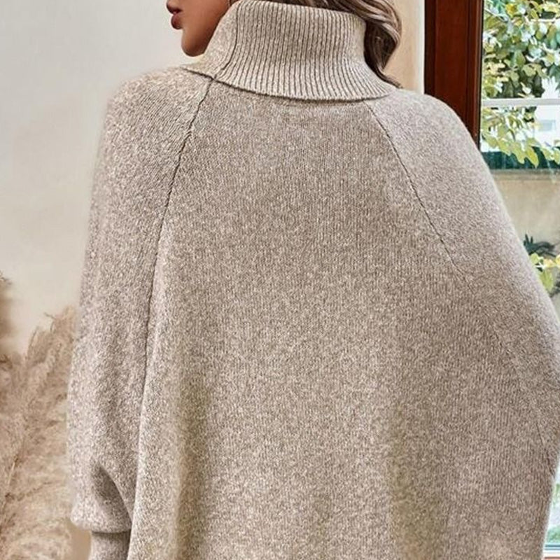 👜 -50 % sur toute la mode femme ! ✨✨Pull-cape élégant pour femme, à col montant et ourlet asymétrique
