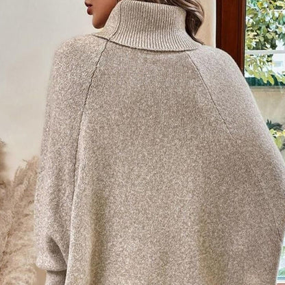 👜 -50 % sur toute la mode femme ! ✨✨Pull-cape élégant pour femme, à col montant et ourlet asymétrique