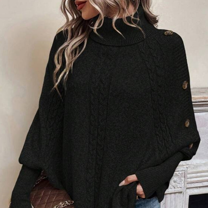👜 -50 % sur toute la mode femme ! ✨✨Pull-cape élégant pour femme, à col montant et ourlet asymétrique