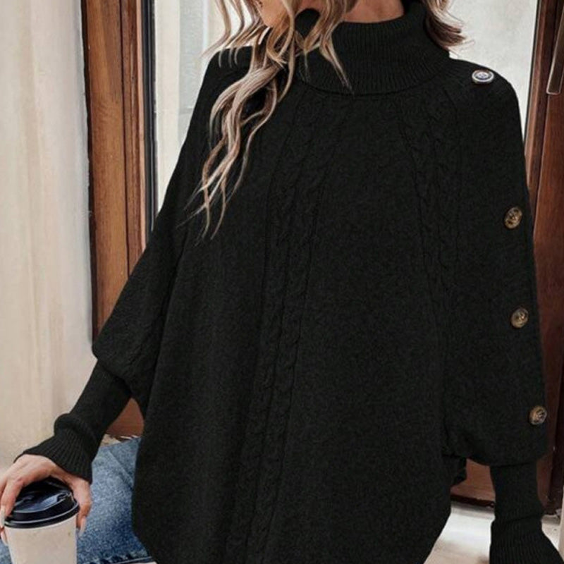 👜 -50 % sur toute la mode femme ! ✨✨Pull-cape élégant pour femme, à col montant et ourlet asymétrique