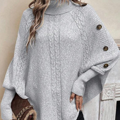 👜 -50 % sur toute la mode femme ! ✨✨Pull-cape élégant pour femme, à col montant et ourlet asymétrique