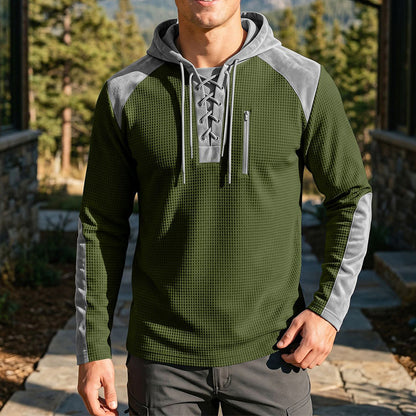Sweat à capuche décontracté en maille color-block pour homme
