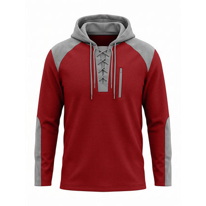 Sweat à capuche décontracté en maille color-block pour homme