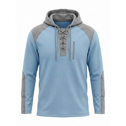 Sweat à capuche décontracté en maille color-block pour homme
