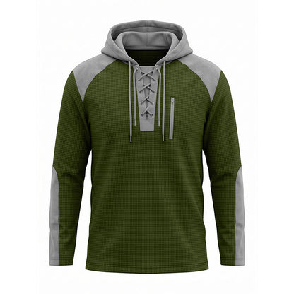Sweat à capuche décontracté en maille color-block pour homme