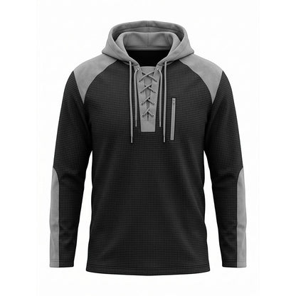 Sweat à capuche décontracté en maille color-block pour homme