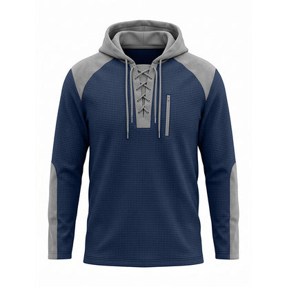 Sweat à capuche décontracté en maille color-block pour homme