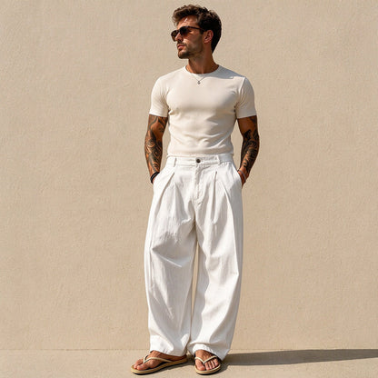 Pantalon décontracté respirant à jambe large pour homme