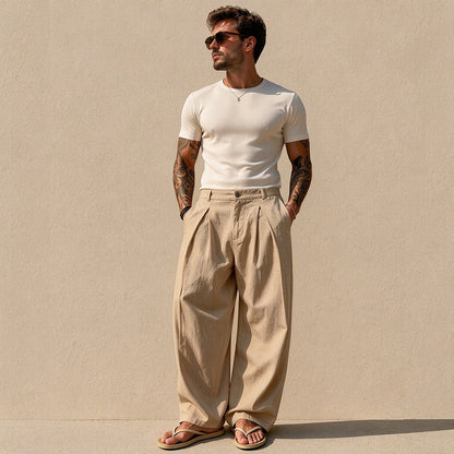 Pantalon décontracté respirant à jambe large pour homme