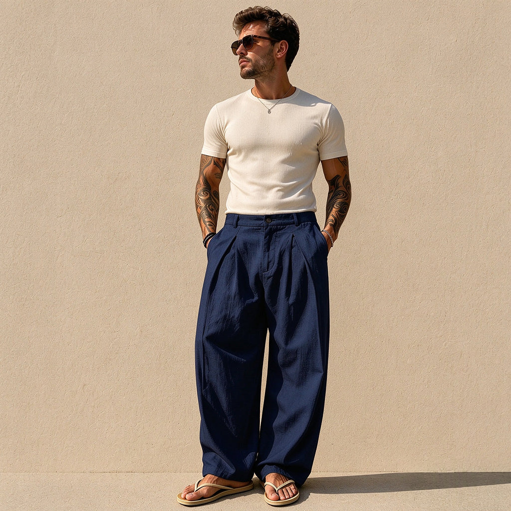 Pantalon décontracté respirant à jambe large pour homme