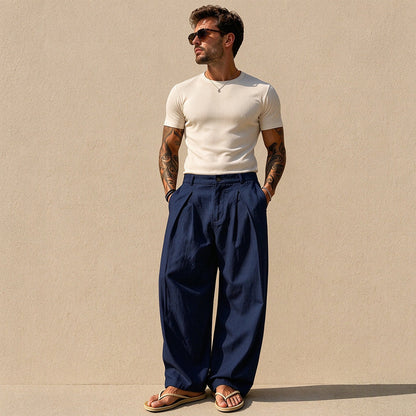 Pantalon décontracté respirant à jambe large pour homme