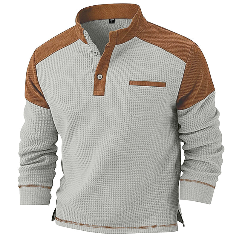 Sweat à col montant en maille gaufrée pour homme