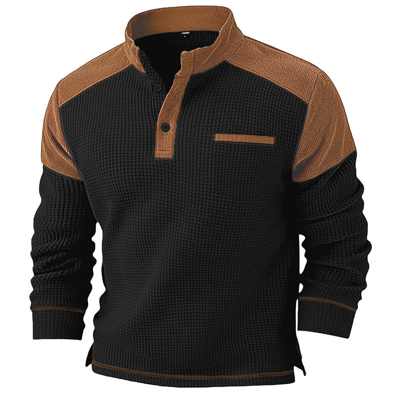 Sweat à col montant en maille gaufrée pour homme
