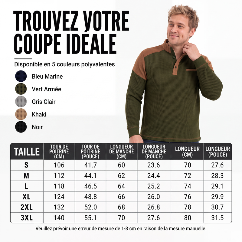 Sweat à col montant en maille gaufrée pour homme