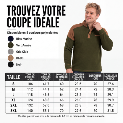 Sweat à col montant en maille gaufrée pour homme