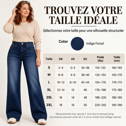 Jeans thermiques à taille haute et jambe large pour femme