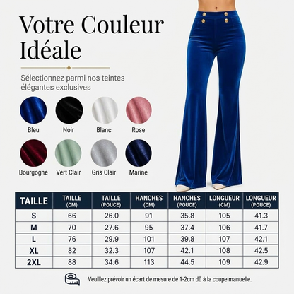 Pantalon évasé en velours taille haute pour femme
