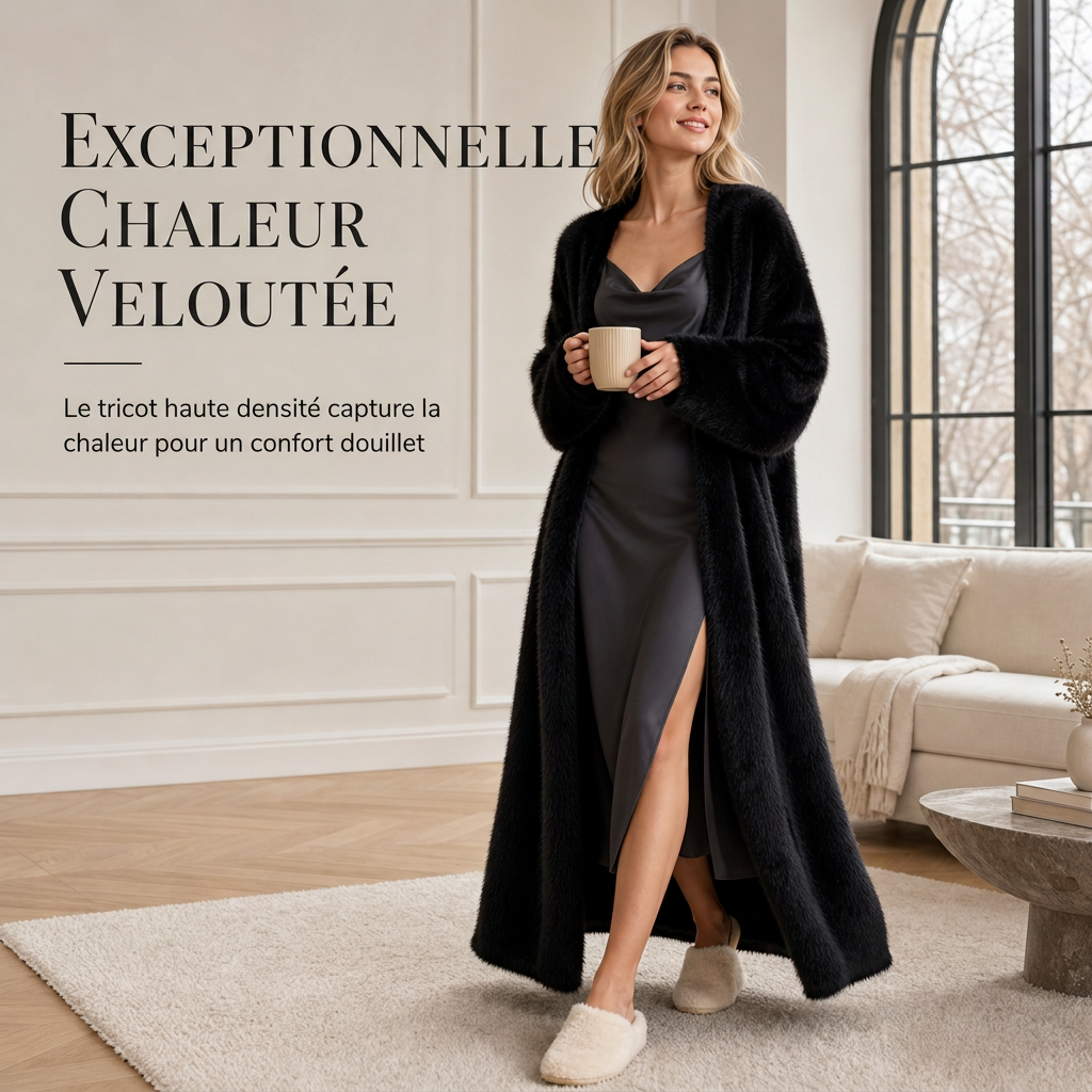 🔥 50% de réduction 🔥Cardigan long en fausse fourrure de vison pour femme, manteau en tricot oversize et duveteux pour l'automne et l'hiver