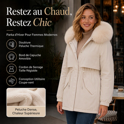 Parka mi-longue doublée en peluche pour femme