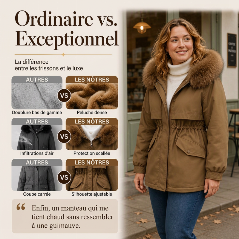 Parka mi-longue doublée en peluche pour femme