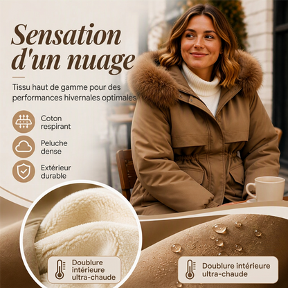 Parka mi-longue doublée en peluche pour femme