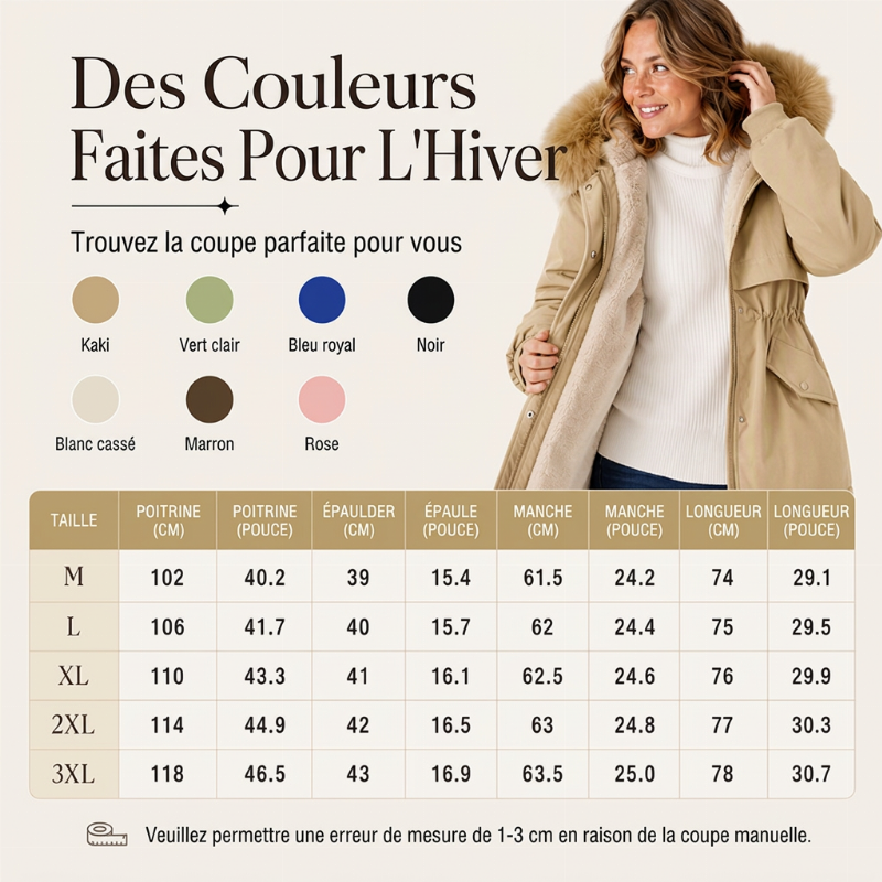 Parka mi-longue doublée en peluche pour femme