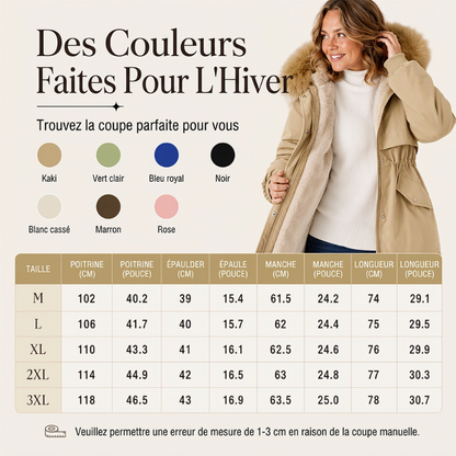 Parka mi-longue doublée en peluche pour femme