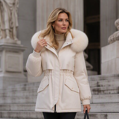 Parka mi-longue doublée en peluche pour femme
