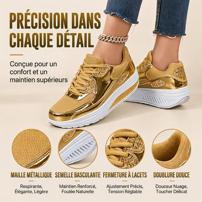 Baskets Femme à Semelle Plateforme Rocker Brillante