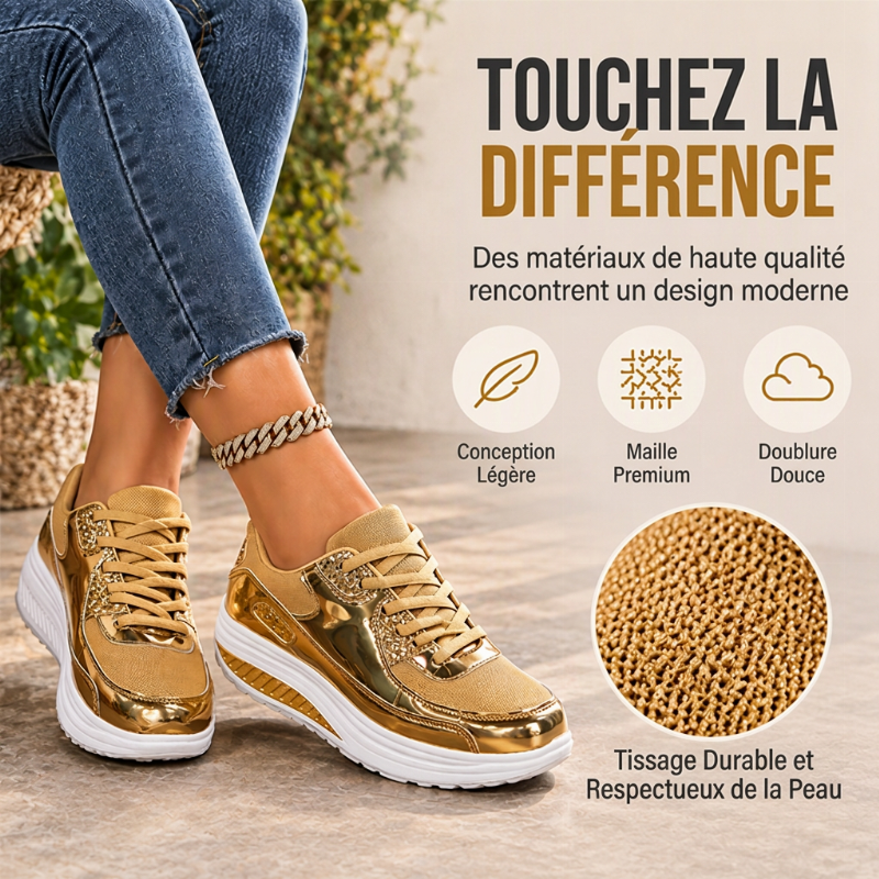 Baskets Femme à Semelle Plateforme Rocker Brillante