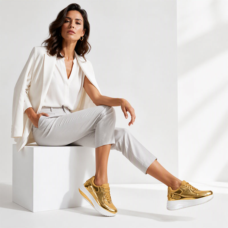 Baskets Femme à Semelle Plateforme Rocker Brillante